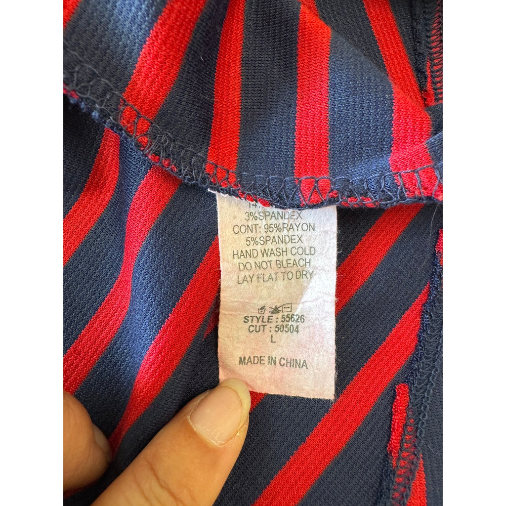 Retro Monteau Los Angeles Red Navy Striped Dress | US 10 | Excellent Condition