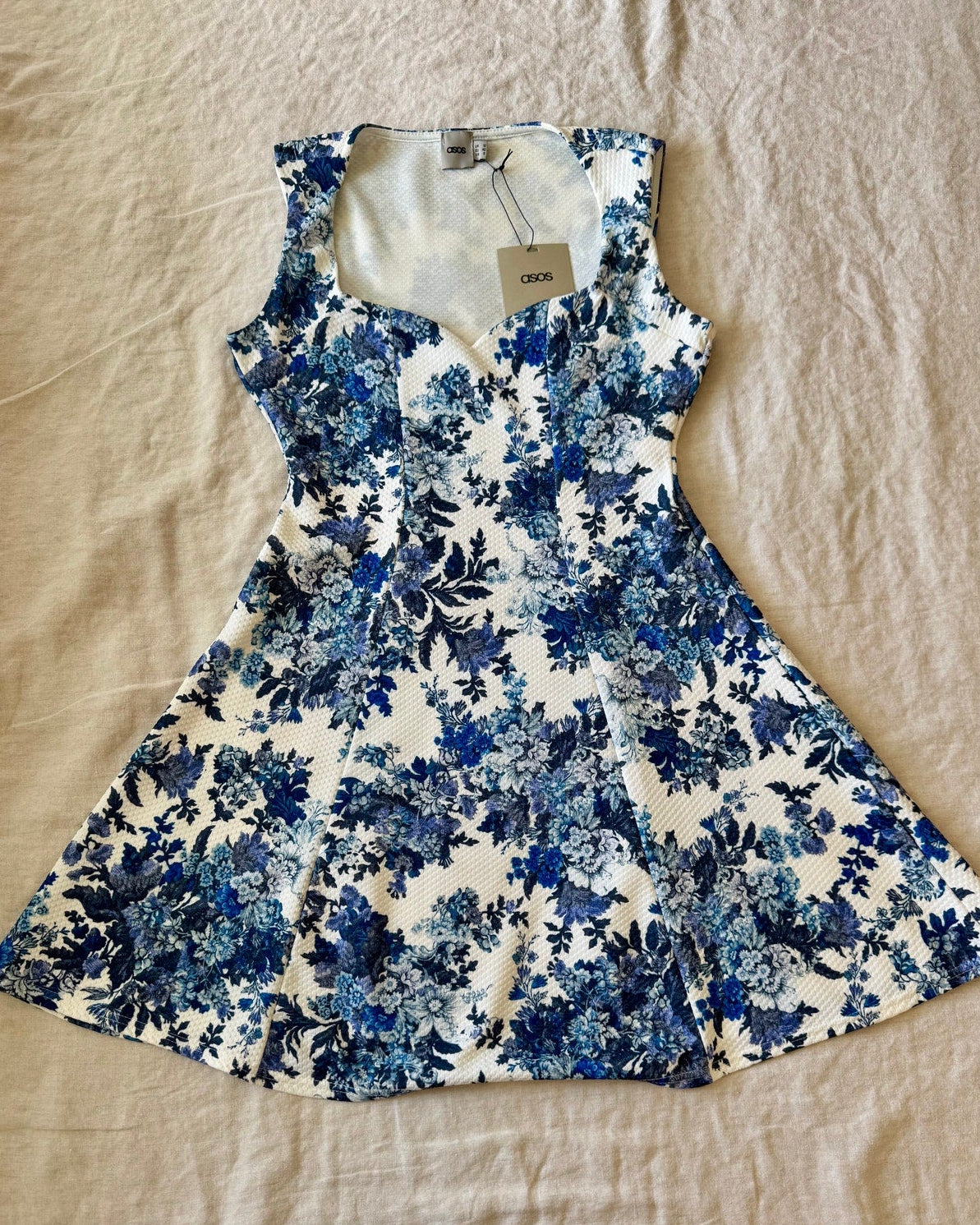 ASOS Blue flower Skater Dress | UK 12 EU 40 US 8  | NWT
