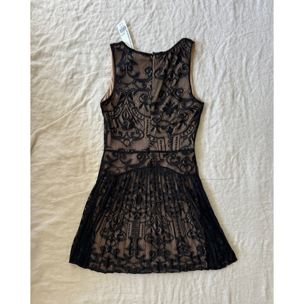 Elegant Warehouse Brand Pleated Lace Black Dress | UK 12 / US 8 | NWT