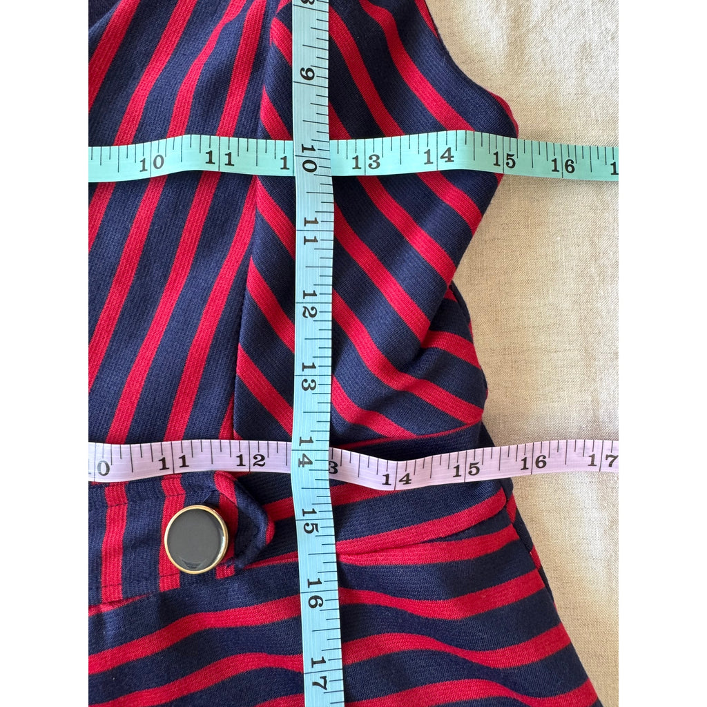Retro Monteau Los Angeles Red Navy Striped Dress | US 10 | Excellent Condition