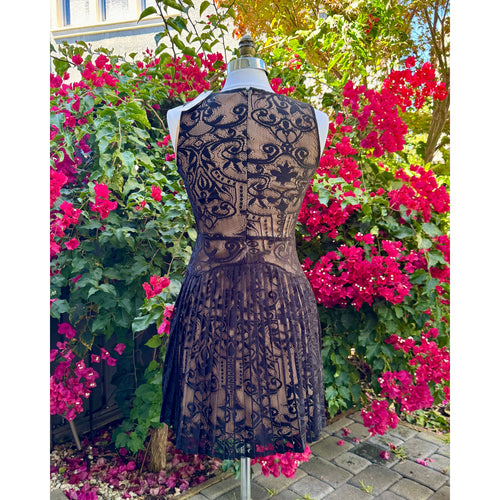 Elegant Warehouse Brand Pleated Lace Black Dress | UK 12 / US 8 | NWT
