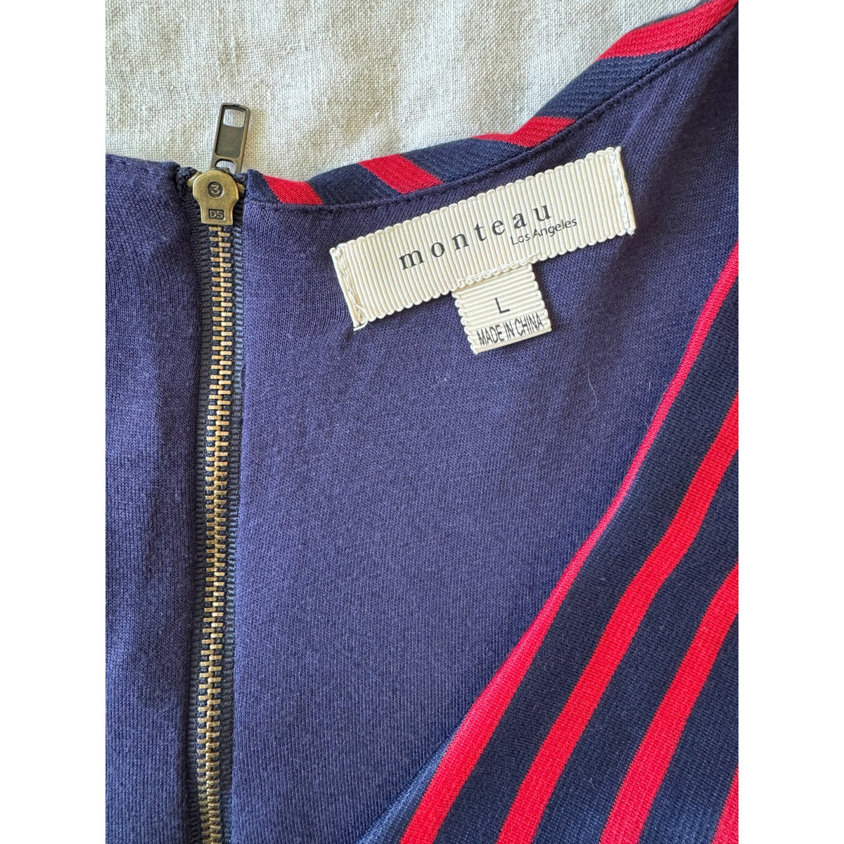 Retro Monteau Los Angeles Red Navy Striped Dress | US 10 | Excellent Condition
