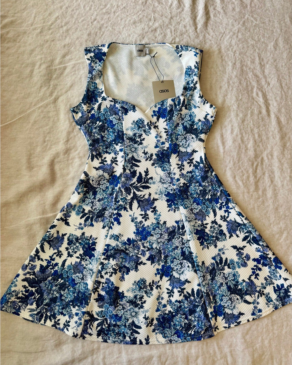 ASOS Blue flower Skater Dress | UK 12 EU 40 US 8  | NWT