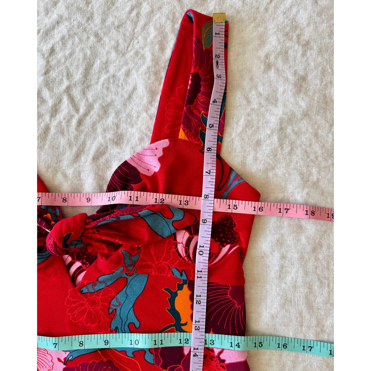 Free People Sweet Cherry Red Floral Print Bodycon Dress  | US M | Excellent Condition