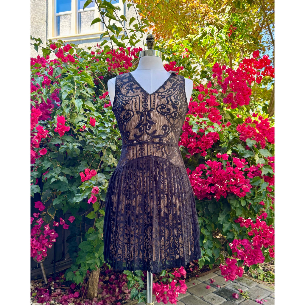 Elegant Warehouse Brand Pleated Lace Black Dress | UK 12 / US 8 | NWT