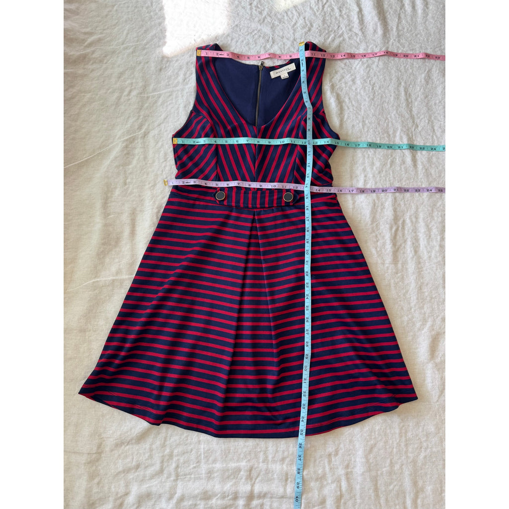 Retro Monteau Los Angeles Red Navy Striped Dress | US 10 | Excellent Condition