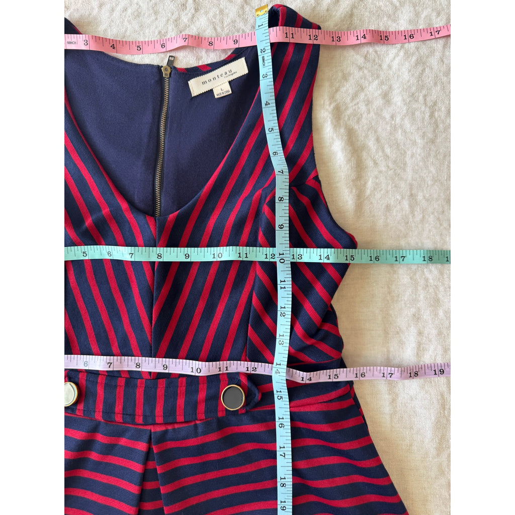 Retro Monteau Los Angeles Red Navy Striped Dress | US 10 | Excellent Condition
