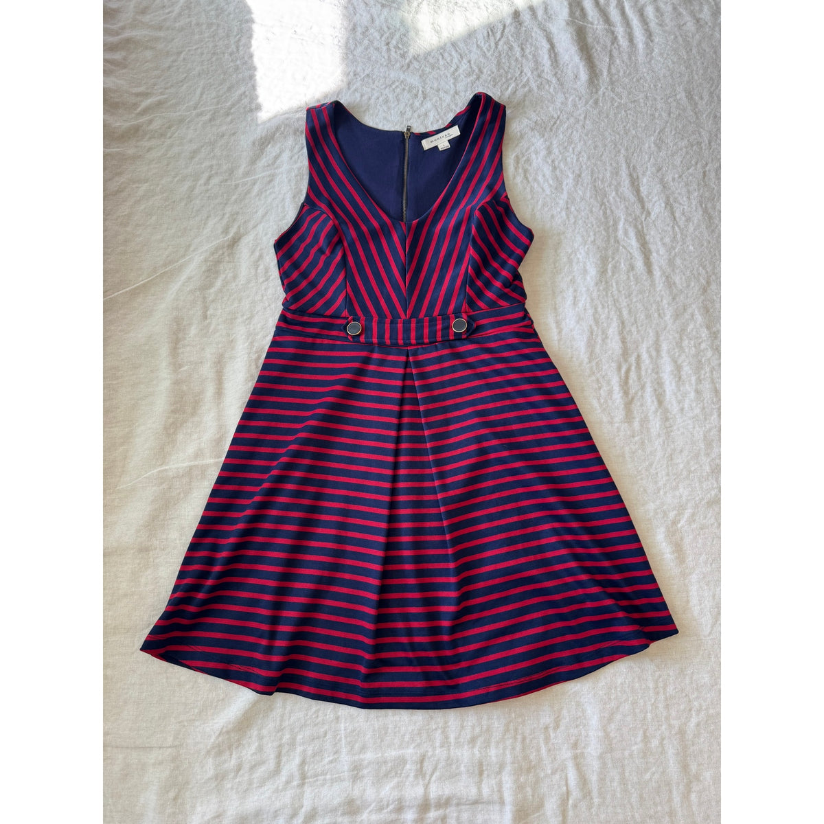 Retro Monteau Los Angeles Red Navy Striped Dress | US 10 | Excellent Condition